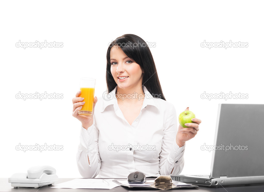 Business woman has a lunch