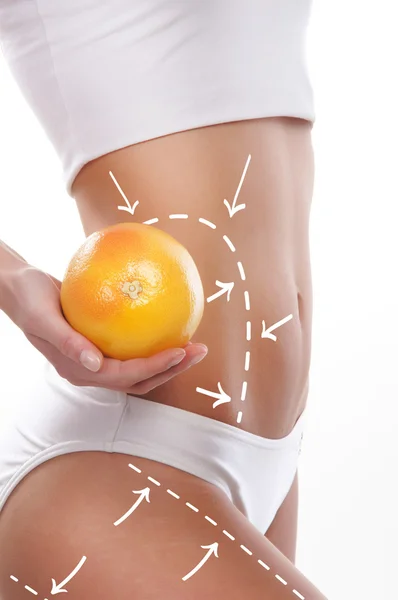 Belly and a fruit — Stock Photo, Image