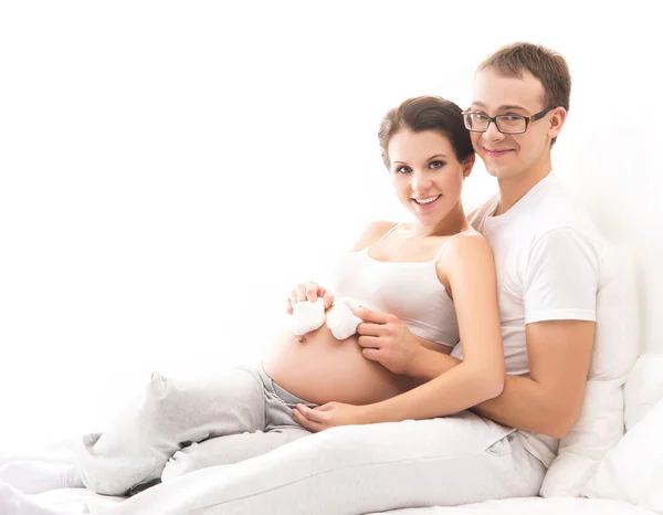 Těhotné matky a šťastný otec Stock Fotografie