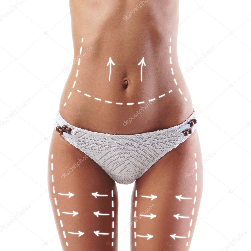 Female body with the drawing arrows