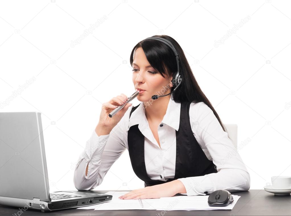 Businesswoman with an electronic cigarette