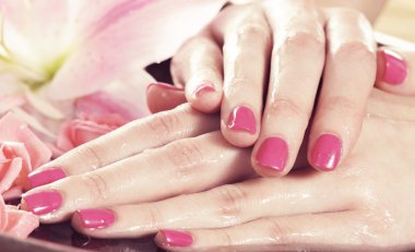 çiçek ve yaprakları spa tarzı ile güzel eller