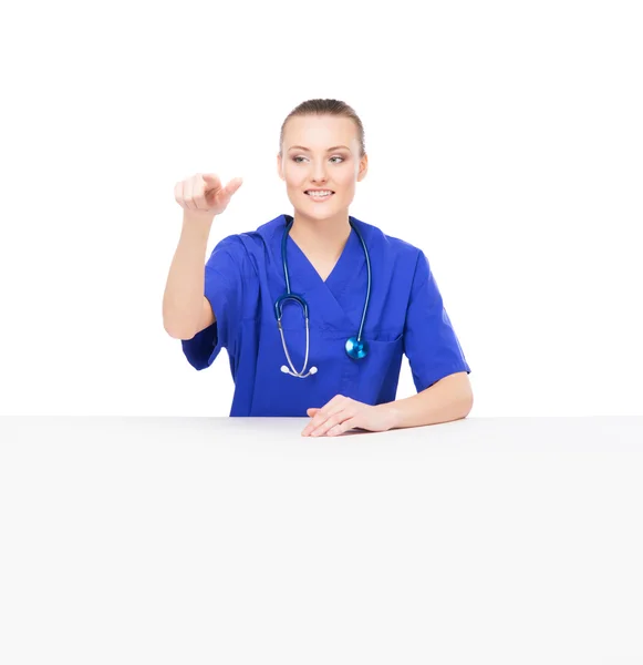 Young female medical worker isolated on white — Stock Photo, Image