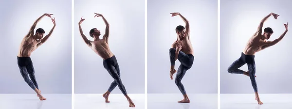 Tanzende Männer in verschiedenen choreographischen Positionen. Sammlung von Balletttänzern. — Stockfoto