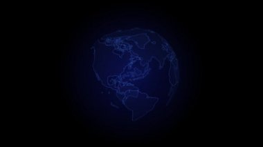Dünya gezegeninin dijital hologramı. Teknoloji, küreselleşme, iş ve internet kavramı.