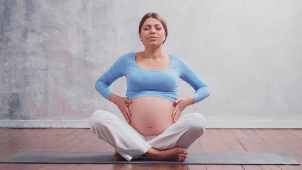 Young pregnant woman is resting at home and expecting a baby. The concept of pregnancy, motherhood, health and lifestyle. — Stock Video