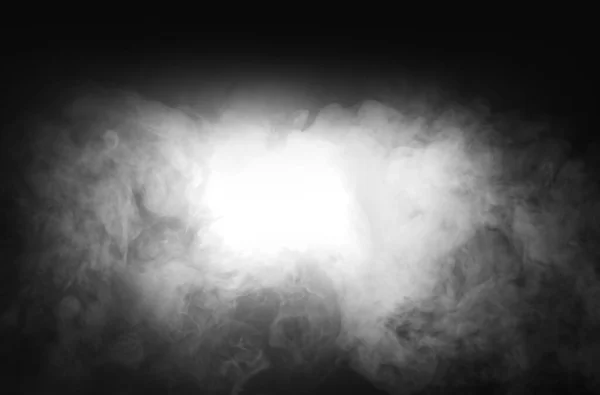 Fumée sur fond noir. Texture brouillard ou vapeur. — Photo