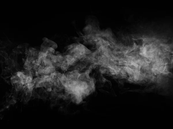 Humo sobre fondo negro. Textura de niebla o vapor. —  Fotos de Stock