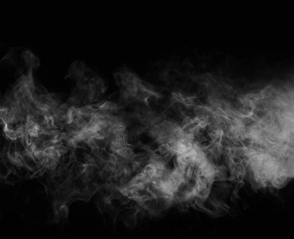 Kouř na černém pozadí. Struktura mlhy nebo páry. — Stock fotografie