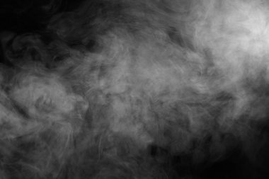 Siyah üzerine soyut duman dokusu. Karanlıkta sis..