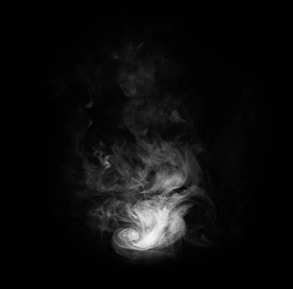 Füst a fekete háttér felett. Köd vagy gőz szerkezete. — Stock Fotó