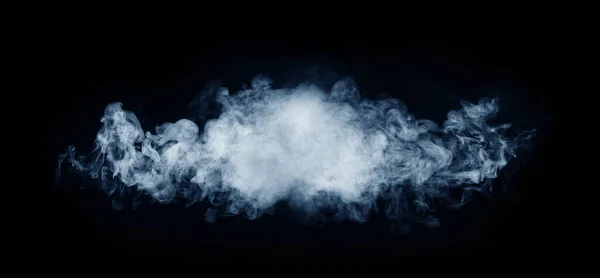 Roken over zwarte achtergrond. Mist- of stoomtextuur. — Stockfoto