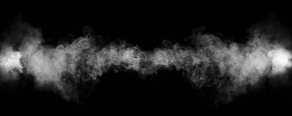 Fumo su sfondo nero. Nebbia o vapore texture. — Foto Stock