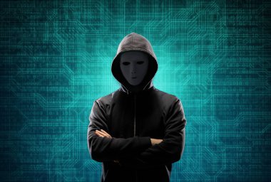 Aranan Hacker, Soyut İkili Kod kullanarak Virüs Fidye Yazılımını Kodluyor. Siber saldırı, Sistem Kırma ve Kötü Yazılım kavramı.