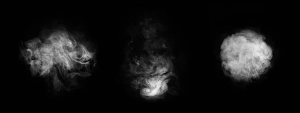 Kouř na černém pozadí. Mlha nebo pára abstraktní textury koláž. Nastavit sbírku. — Stock fotografie