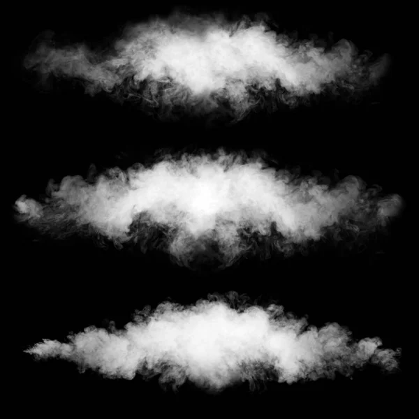 Fumée sur fond noir. Collage de texture abstraite brouillard ou vapeur. Collection de jeux. — Photo