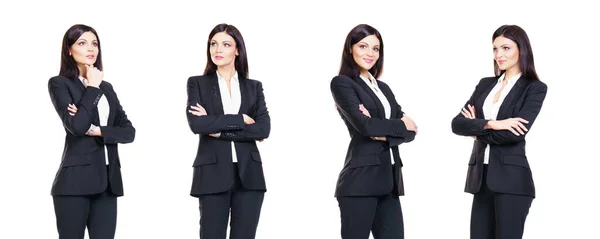 Conjunto de mulher de negócios bonita e atraente isolado em branco. Negócio, conceito de sucesso na carreira . — Fotografia de Stock