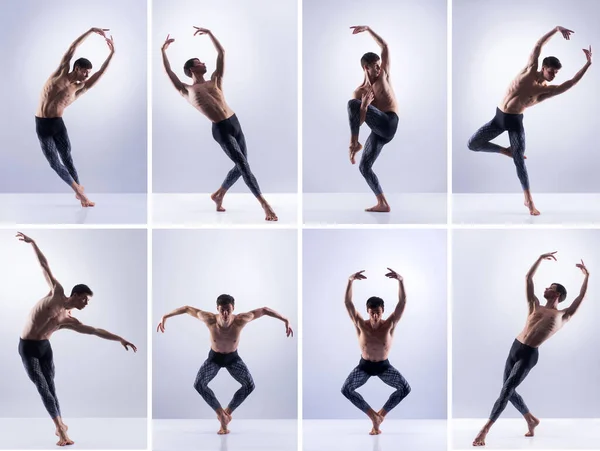 一组处于不同舞姿的舞男。芭蕾舞者系列. — 图库照片