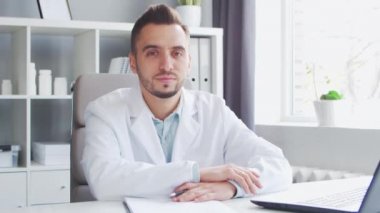 Doctor Works in the Medical Office. Workplace of a Professional Therapist in a Hospital or Clinic. Healthcare and Medicine Concept.