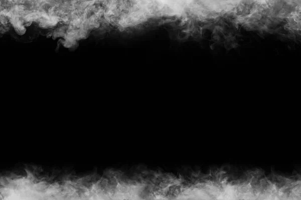 Abstract smoke texture frame over dark black background. Fog in the darkness. Natural pattern.