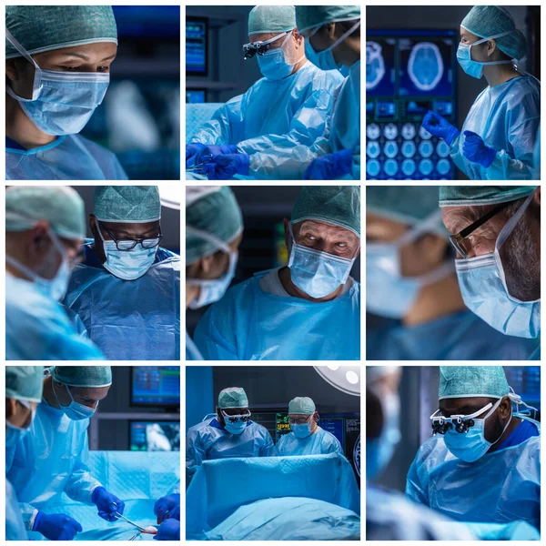 Une Équipe Multiraciale Chirurgiens Médicaux Professionnels Effectue Opération Chirurgicale Dans — Photo
