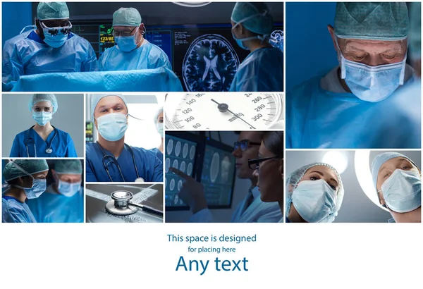 Multiraciální Tým Profesionálních Lékařských Chirurgů Provádí Chirurgickou Operaci Moderní Nemocnici — Stock fotografie