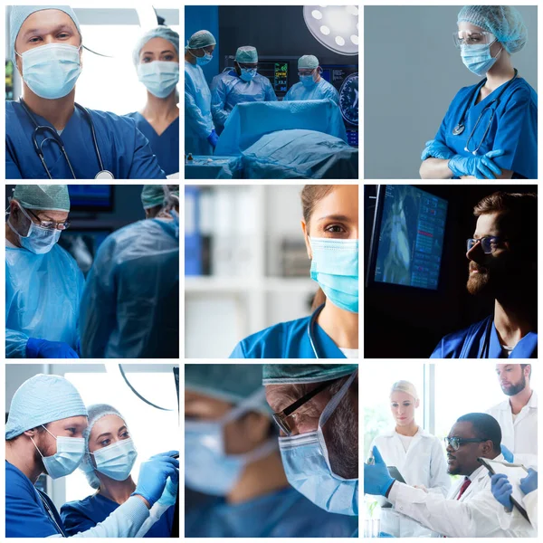Multiracial Team Professionelle Medicinske Kirurger Udfører Den Kirurgiske Operation Moderne - Stock-foto