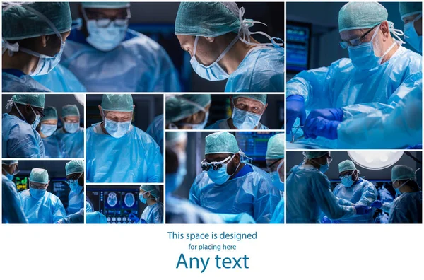 Une Équipe Multiraciale Chirurgiens Médicaux Professionnels Effectue Opération Chirurgicale Dans — Photo