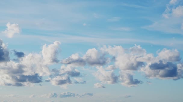 Timelapse Cumulus Clouds Lecące Wysoko Pięknym Błękitnym Niebie Natura Przed — Wideo stockowe