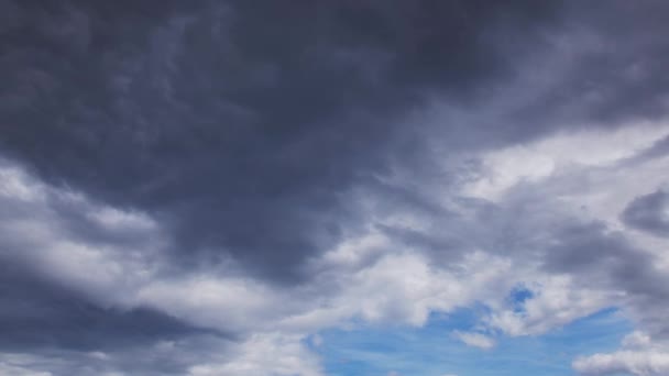 Timelapse Cumulus Clouds Flying High Blue Sky Nature Storm Concept — Stock Video