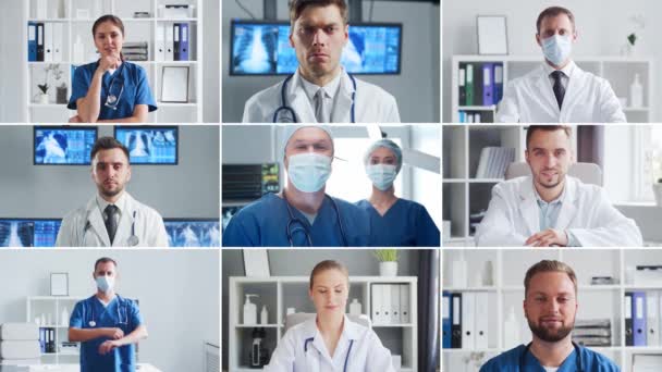 Professional Medical Doctors Working Hospital Office Portrait Young Confident Physicians — Video Stock
