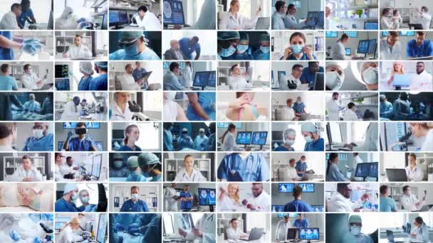 Médecins Professionnels Travaillant Dans Bureau Hôpital Portrait Jeunes Médecins Confiants — Video