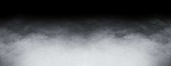 Abstract smoke texture frame over dark black background. Fog in the darkness. Natural pattern.
