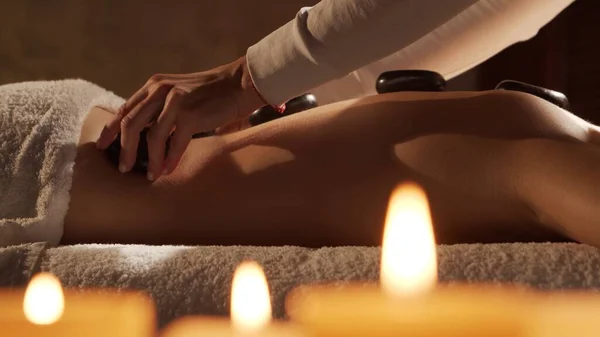 Young Healthy Beautiful Woman Gets Massage Therapy Spa Salon Concept — стоковое фото