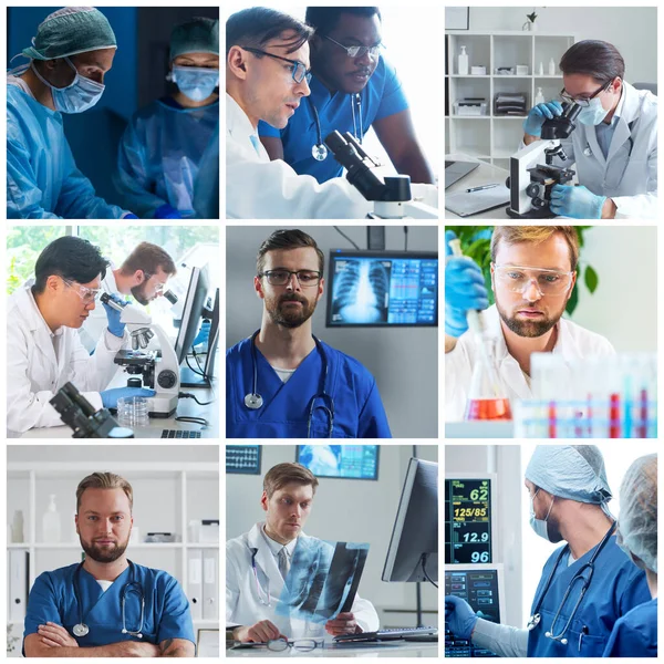 Professional Medical Doctors Working Hospital Office Portrait Young Confident Physicians — Stock Photo, Image