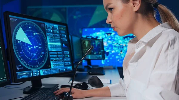 Workplace Air Traffic Controllers Control Tower Team Professional Aircraft Control — 스톡 사진