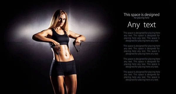 Slim Fitness Model Dark Background Perfect Shape Female Body Concept — Photo