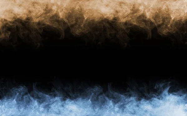 黒い背景の上に抽象的な煙と火のテクスチャフレーム 暗闇の中で霧 自然パターン — ストック写真