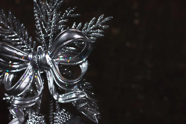 Gümüş yay ile Noel dekorasyon — Stok fotoğraf
