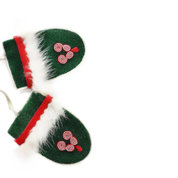 Green christmas mittens — Stock Photo, Image