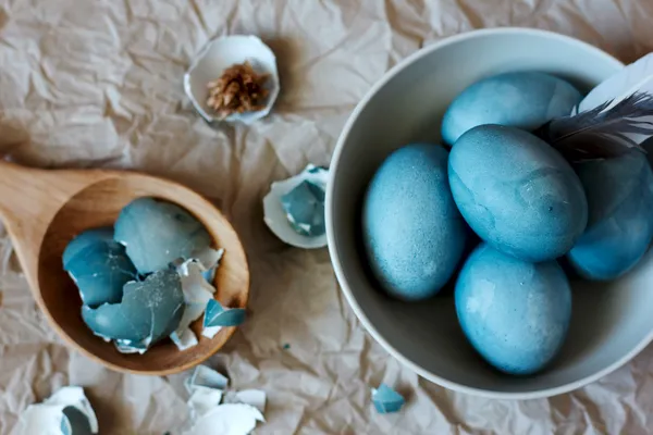 Blauwe Pasen eieren stilleven — Gratis stockfoto
