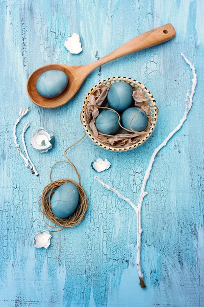 Uova di Pasqua blu still life — Foto Stock