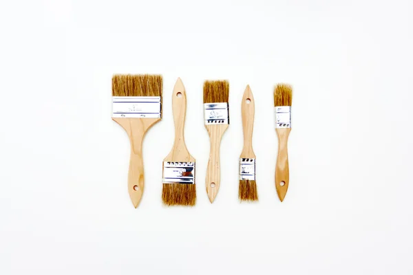 Set of five new renovation brushes — Stock Photo, Image