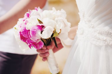 düğün çiçekleri. pembe ve beyaz.