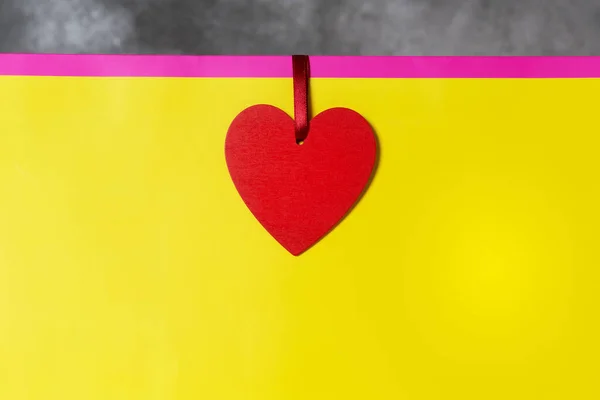 Valentines Day Present Mockup Bright Colors Pink Yellow Red Heart — Stockfoto