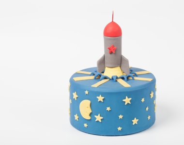 Very beautiful pie for the boy with the rocket the moon and stars clipart