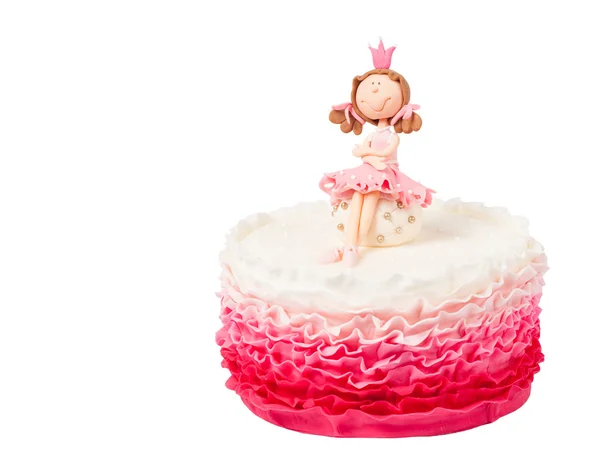 Beautiful cake with princess top,  isolated background — Stock Photo, Image