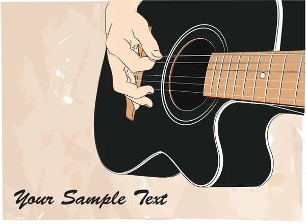 Acoustic guitar playing - vector — Stock Vector