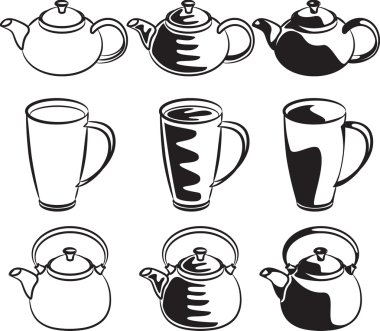 set kahve ve çay simgeler