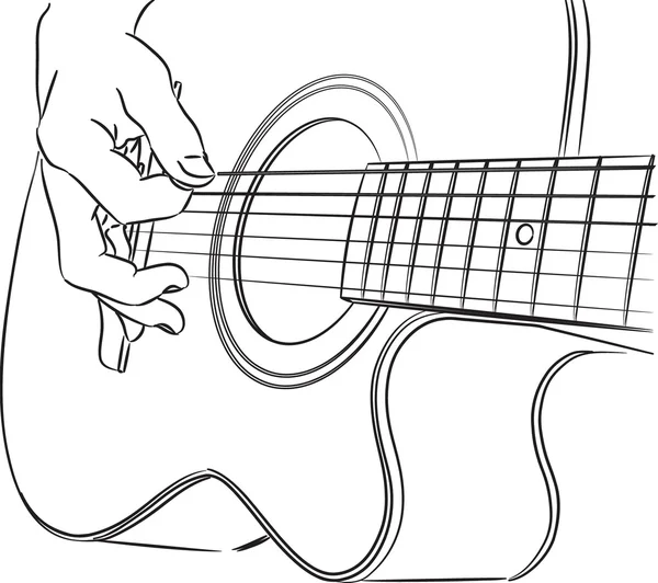 Tocando la guitarra acústica - vector — Vector de stock